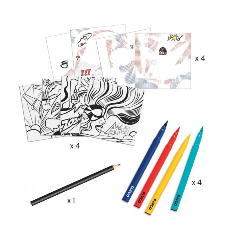 Inspired by Roy Lichtenstein - Heroes feutres pinceaux & décalcomanies