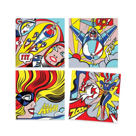 Inspired by Roy Lichtenstein - Heroes feutres pinceaux & décalcomanies