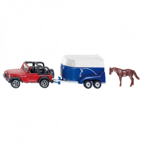 Siku Jeep avec remorque de chevaux