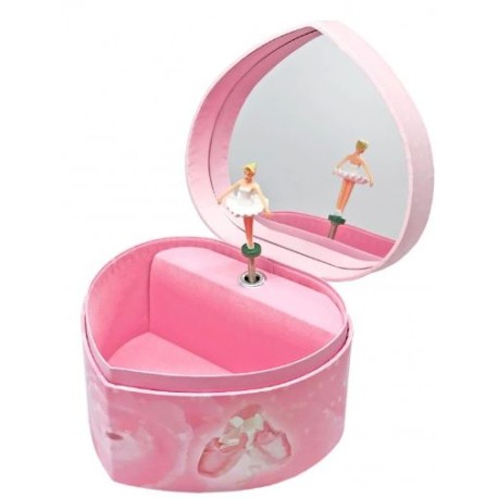Boîte à musique coeur ballerine rose phosphorescente
