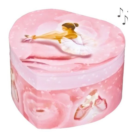 Boîte à musique coeur ballerine rose phosphorescente