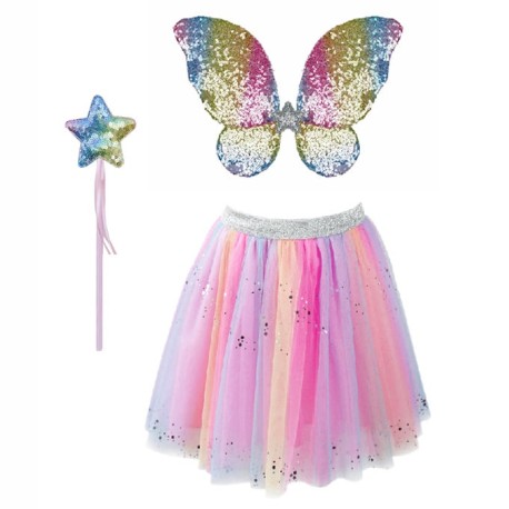 Set ailes, jupe et baguette sequins 4/6 ans