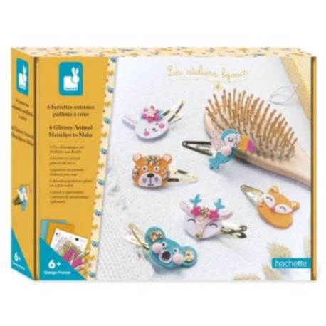 6 Barrettes animaux pailletés à créer 