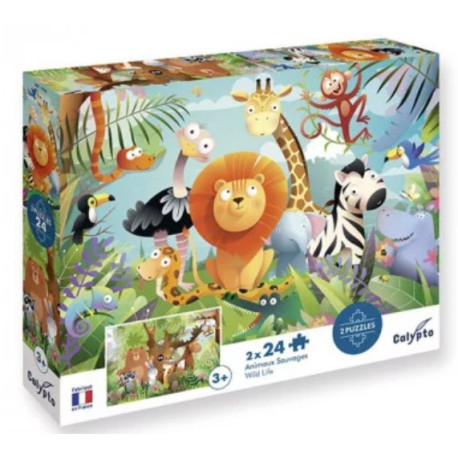 2 Puzzles animaux sauvages 24 pièces