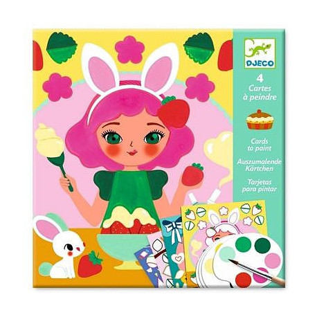 4 cartes à peindre Le goûter