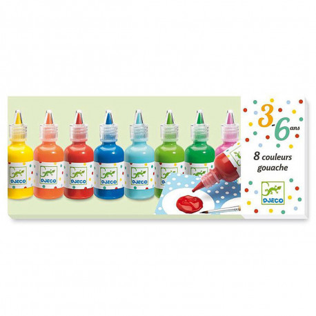 8 bouteilles de gouache avec pinceau