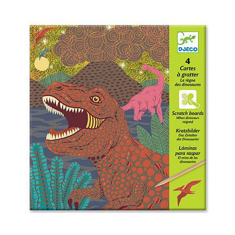 4 cartes à gratter Le règne des dinosaures
