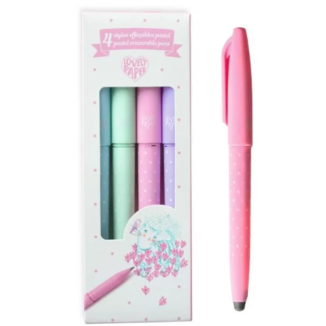 4 stylos effaçables pastel