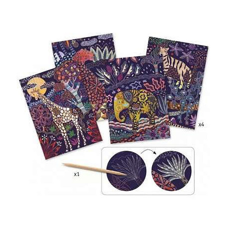 4 cartes à gratter Nature luxuriante