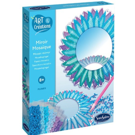 Diamant Miroir mosaïque plumes