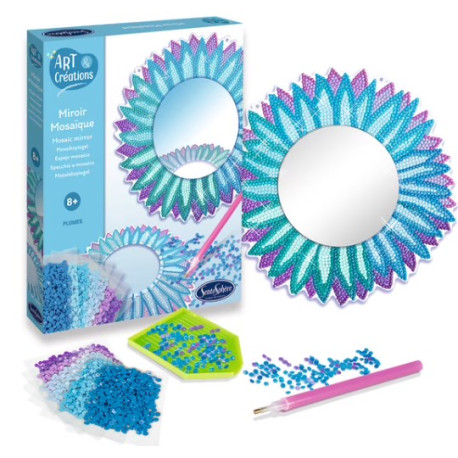 Diamant Miroir mosaïque plumes