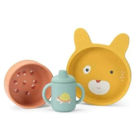 Trois petits lapins Set vaisselle silicone