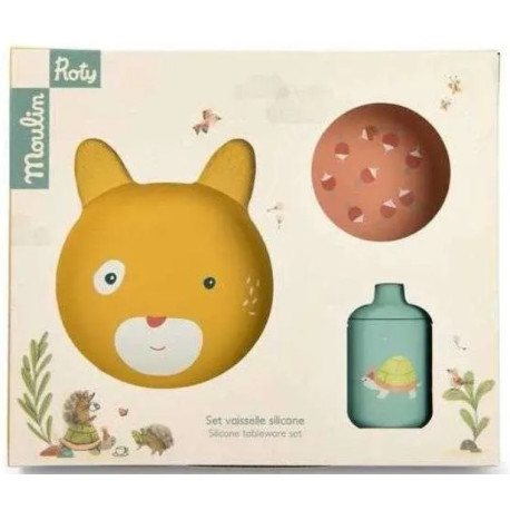 Trois petits lapins Set vaisselle silicone