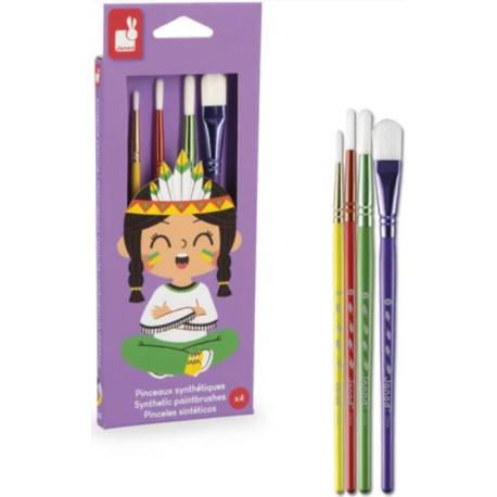 Kit de 4 pinceaux synthétiques