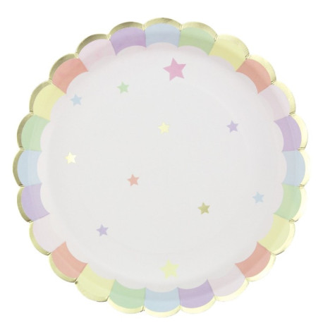 8 assiettes festonnées rose pastel