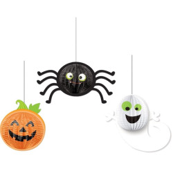 3 décorations 3D à suspendre Halloween 