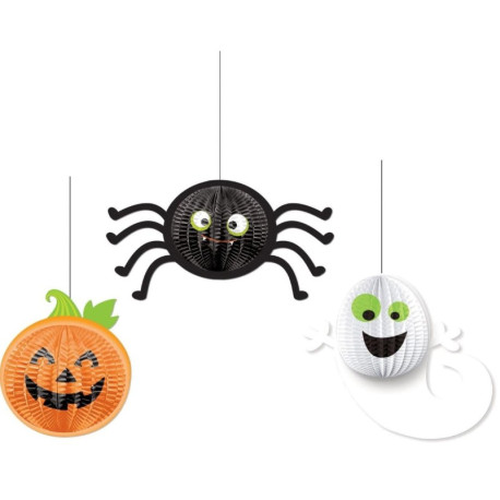3 décorations 3D à suspendre Halloween 