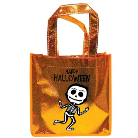 Sac à paillettes orange squelette halloween