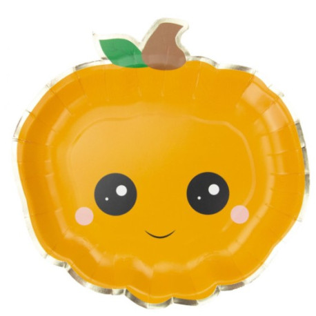 8 assiettes en carton citrouille Sweety