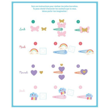 Mon semainier de barrettes arc-en-ciel