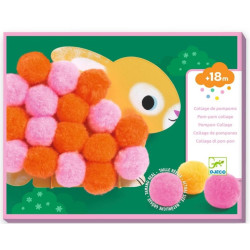 Collage de pompons Animaux et ronds pompoms