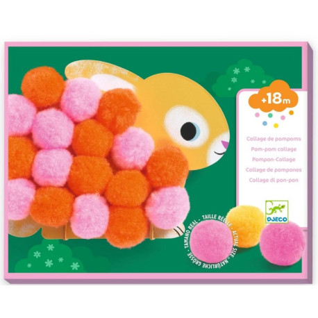 Collage de pompons Animaux et ronds pompoms