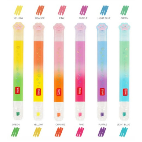 6 surligneurs double pointe Kitty