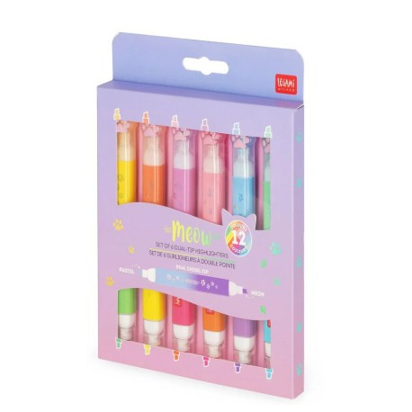 6 surligneurs double pointe Kitty