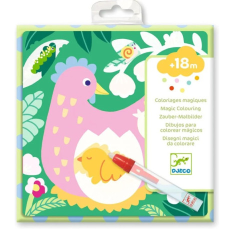 Coloriage magique Coucou caché Maman-bébé du jardin