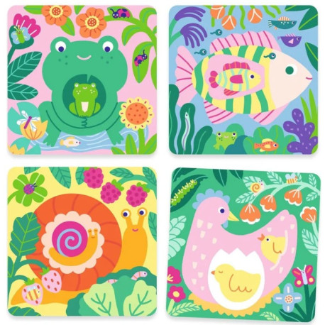 Coloriage magique Coucou caché Maman-bébé du jardin