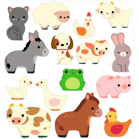 Stickers épais repositionnables Les animaux de la ferme