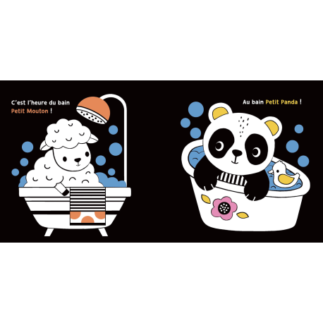 Livre de bain magique en noir et blanc