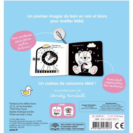 Livre de bain magique en noir et blanc