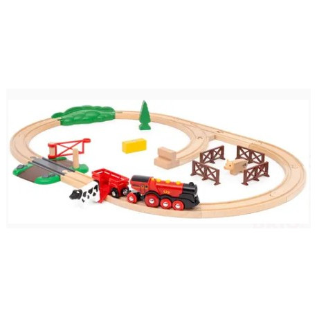 Circuit campagne locomotive puissante rouge
