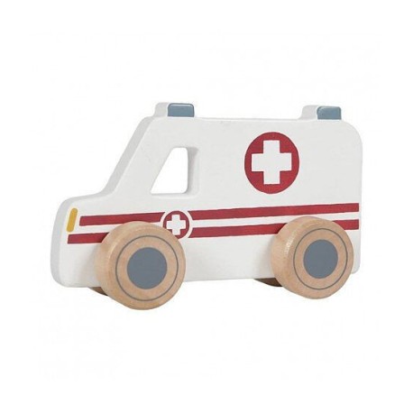 Trio de véhicules de secours en bois