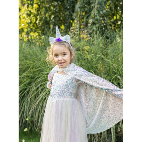 Cape licorne étincelante avec serre-tête 4/6 ans