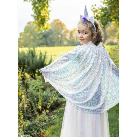 Cape licorne étincelante avec serre-tête 4/6 ans