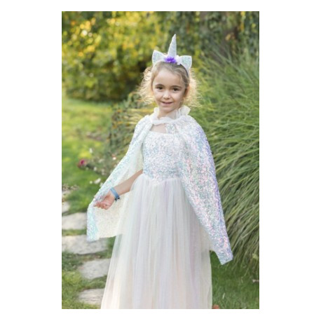 Cape licorne étincelante avec serre-tête 4/6 ans