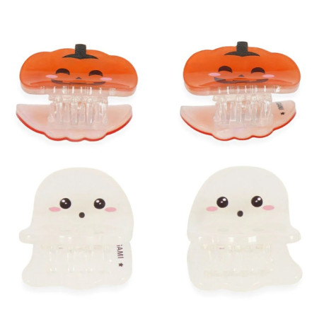 Set de 4 mini barrettes Ghost + Pumpkin 
