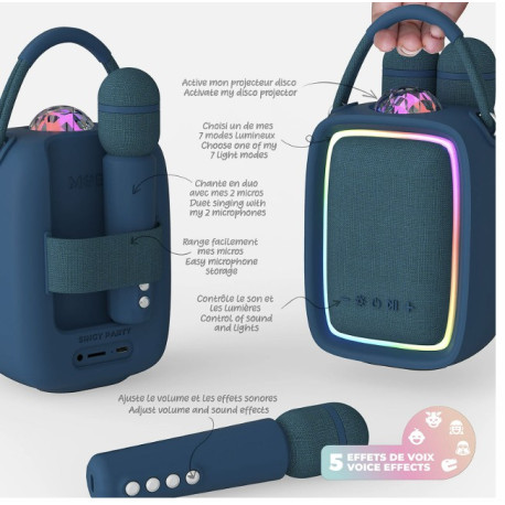 Enceinte Karaoké lumineuse Singy Party Navy